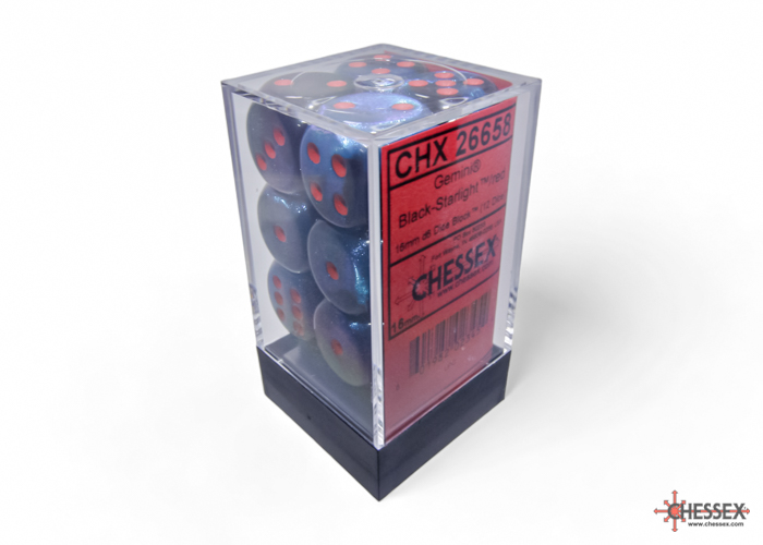 Gemini Black-Starlight/red 16mm d6 Dice Block (12 dice) - CHX26658